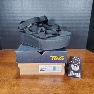 Teva Womens Flatform Universal Black Platform Sandals - Size 6 - 1008844